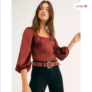 Free People Hold Me Tight Corset. White/cream 3/4 sleeve blouse. New with tags